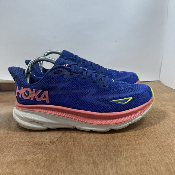 Hoka One One Shoes - Hoka One One Clifton 9 Women Size 8 D Wide Blue Running Shoes Sneakers